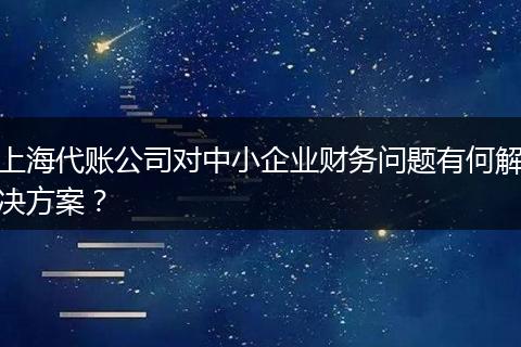 上海代账公司对中小企业财务问题有何解决方案？