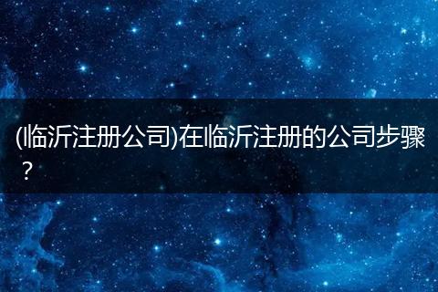 (临沂注册公司)在临沂注册的公司步骤？