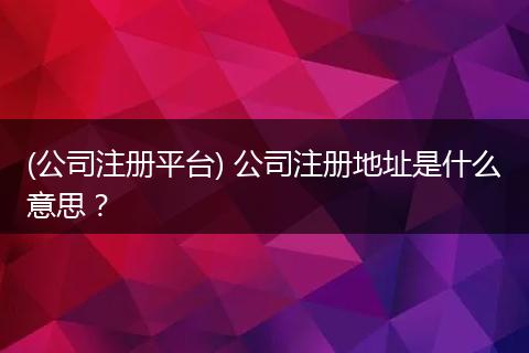 (公司注册平台) 公司注册地址是什么意思？