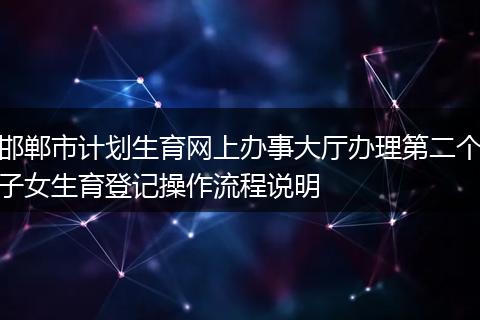 邯郸市计划生育网上办事大厅办理第二个子女生育登记操作流程说明