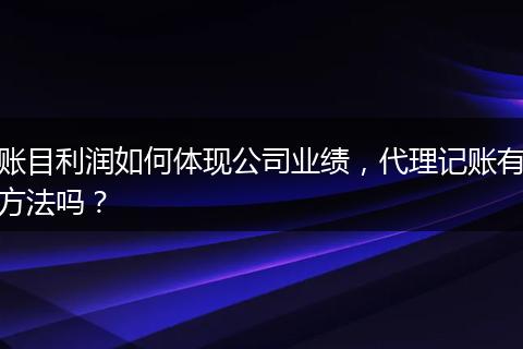 账目利润如何体现公司业绩，代理记账有方法吗？