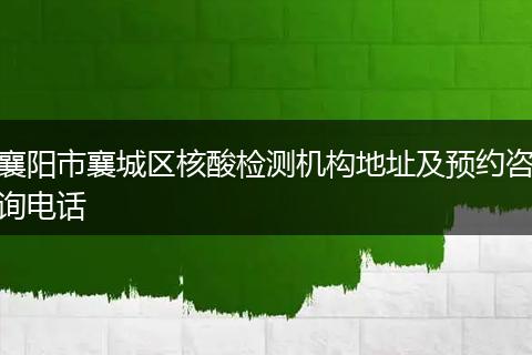 襄阳市襄城区核酸检测机构地址及预约咨询电话