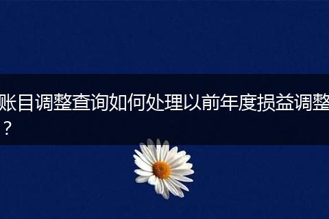 账目调整查询如何处理以前年度损益调整？