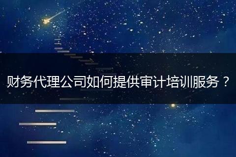 财务代理公司如何提供审计培训服务？