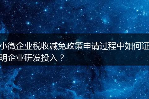 小微企业税收减免政策申请过程中如何证明企业研发投入？