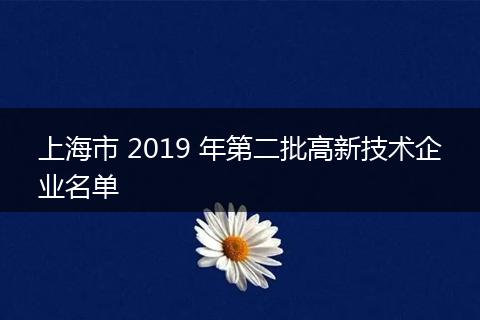 上海市 2019 年第二批高新技术企业名单