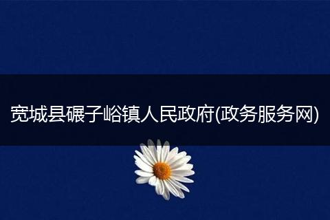 宽城县碾子峪镇人民政府(政务服务网)