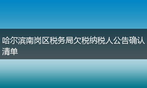 哈尔滨南岗区税务局欠税纳税人公告确认清单