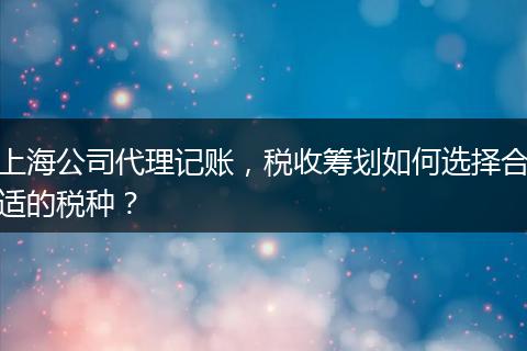 上海公司代理记账，税收筹划如何选择合适的税种？