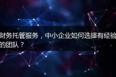 财务托管服务，中小企业如何选择有经验的团队？