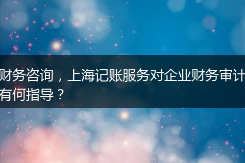 财务咨询，上海记账服务对企业财务审计有何指导？