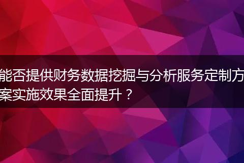 能否提供财务数据挖掘与分析服务定制方案实施效果全面提升？
