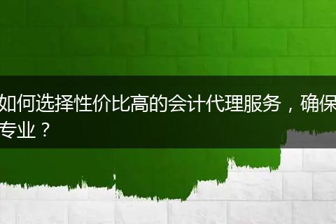 如何选择性价比高的会计代理服务，确保专业？