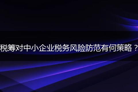 税筹对中小企业税务风险防范有何策略？