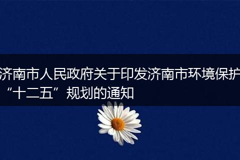 济南市人民政府关于印发济南市环境保护“十二五”规划的通知