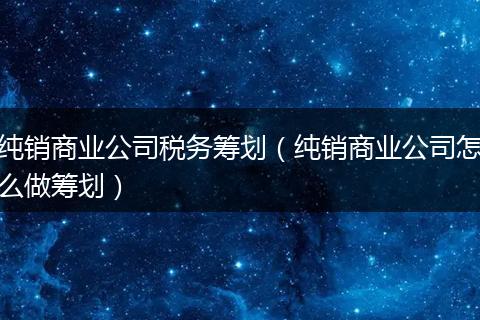 纯销商业公司税务筹划（纯销商业公司怎么做筹划）