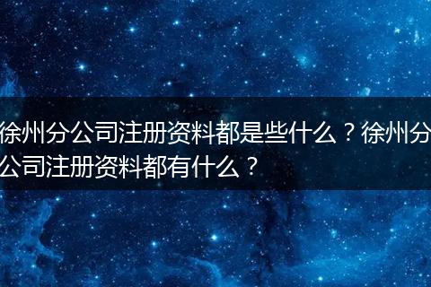 徐州分公司注册资料都是些什么?徐州分公司注册资料都有什么?