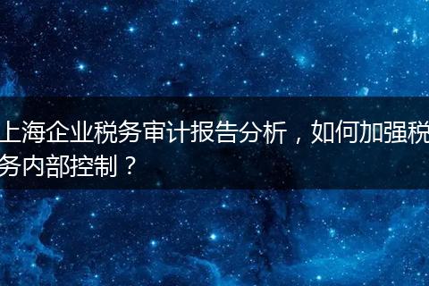 上海企业税务审计报告分析，如何加强税务内部控制？