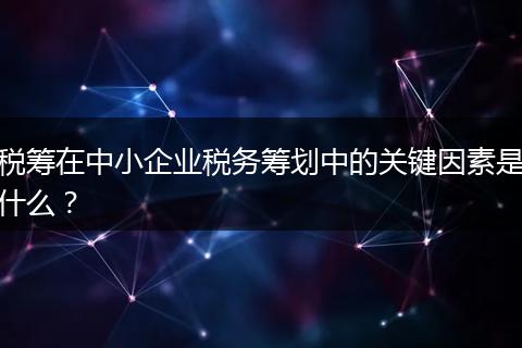 税筹在中小企业税务筹划中的关键因素是什么？