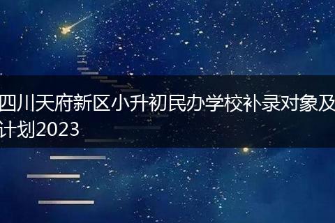 四川天府新区小升初民办学校补录对象及计划2023
