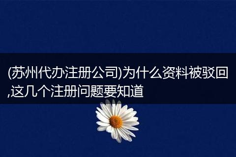 (苏州代办注册公司)为什么资料被驳回,这几个注册问题要知道