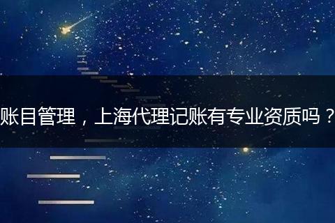 账目管理，上海代理记账有专业资质吗？