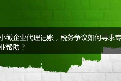 小微企业代理记账，税务争议如何寻求专业帮助？