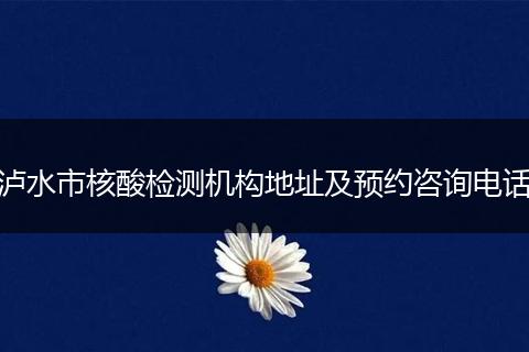 泸水市核酸检测机构地址及预约咨询电话