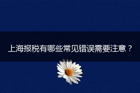 上海报税有哪些常见错误需要注意？