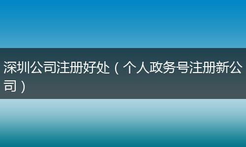 深圳公司注册好处（个人政务号注册新公司）