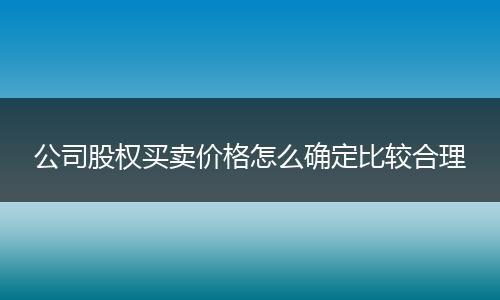 公司股权买卖价格怎么确定比较合理