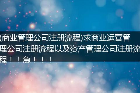 (商业管理公司注册流程)求商业运营管理公司注册流程以及资产管理公司注册流程！！急！！！