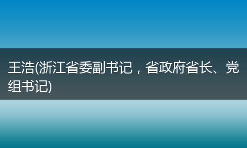 王浩(浙江省委副书记，省政府省长、党组书记)