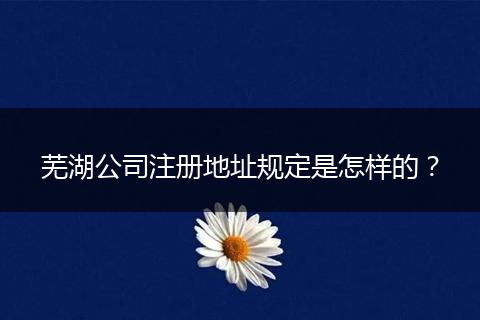 芜湖公司注册地址规定是怎样的?