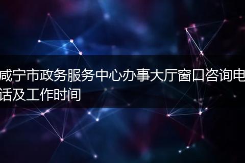 咸宁市政务服务中心办事大厅窗口咨询电话及工作时间