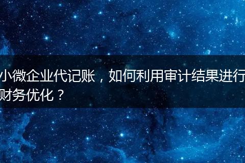 小微企业代记账，如何利用审计结果进行财务优化？