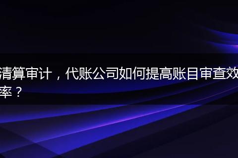 清算审计，代账公司如何提高账目审查效率？