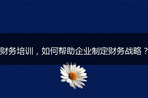 财务培训，如何帮助企业制定财务战略？