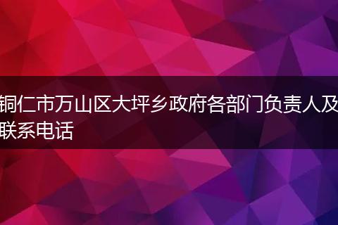铜仁市万山区大坪乡政府各部门负责人及联系电话