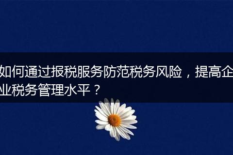 如何通过报税服务防范税务风险，提高企业税务管理水平？