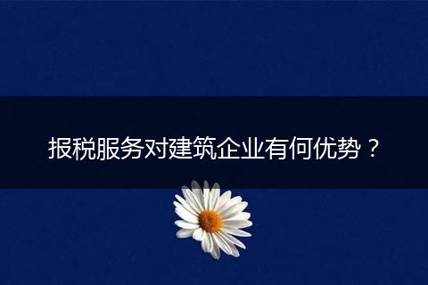 报税服务对建筑企业有何优势？