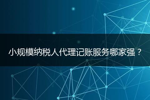 小规模纳税人代理记账服务哪家强？