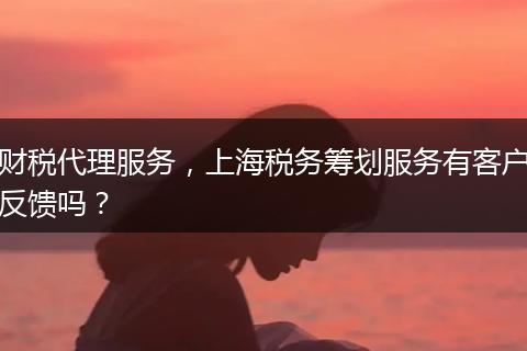 财税代理服务，上海税务筹划服务有客户反馈吗？