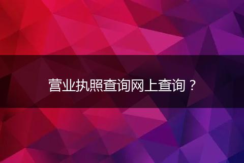 营业执照查询网上查询？