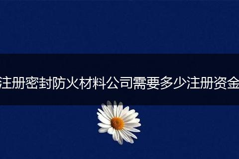 注册密封防火材料公司需要多少注册资金
