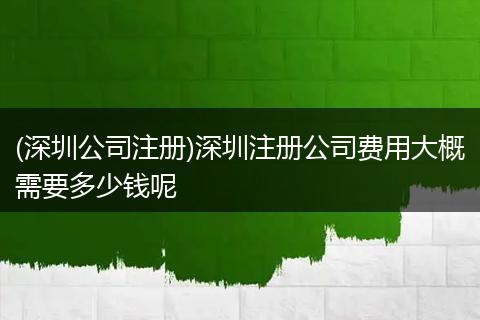 (深圳公司注册)深圳注册公司费用大概需要多少钱呢