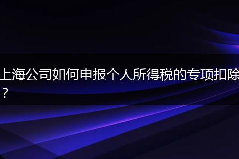 上海公司如何申报个人所得税的专项扣除？