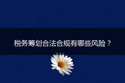 税务筹划合法合规有哪些风险？