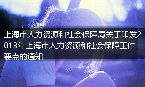 上海市人力资源和社会保障局关于印发2013年上海市人力资源和社会保障工作要点的通知