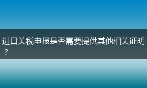 进口关税申报是否需要提供其他相关证明？